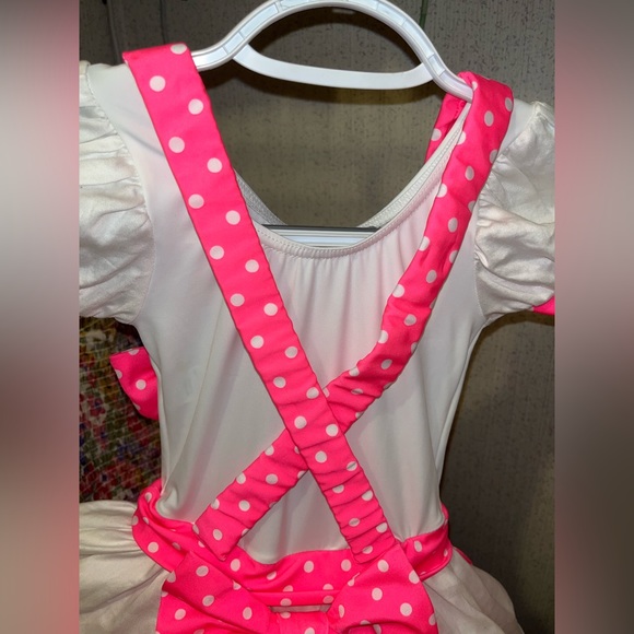 XSC WEISSMAN White & Pink Polka Dot Dance Wear Costume Apron Dress NWOT - Picture 10 of 12